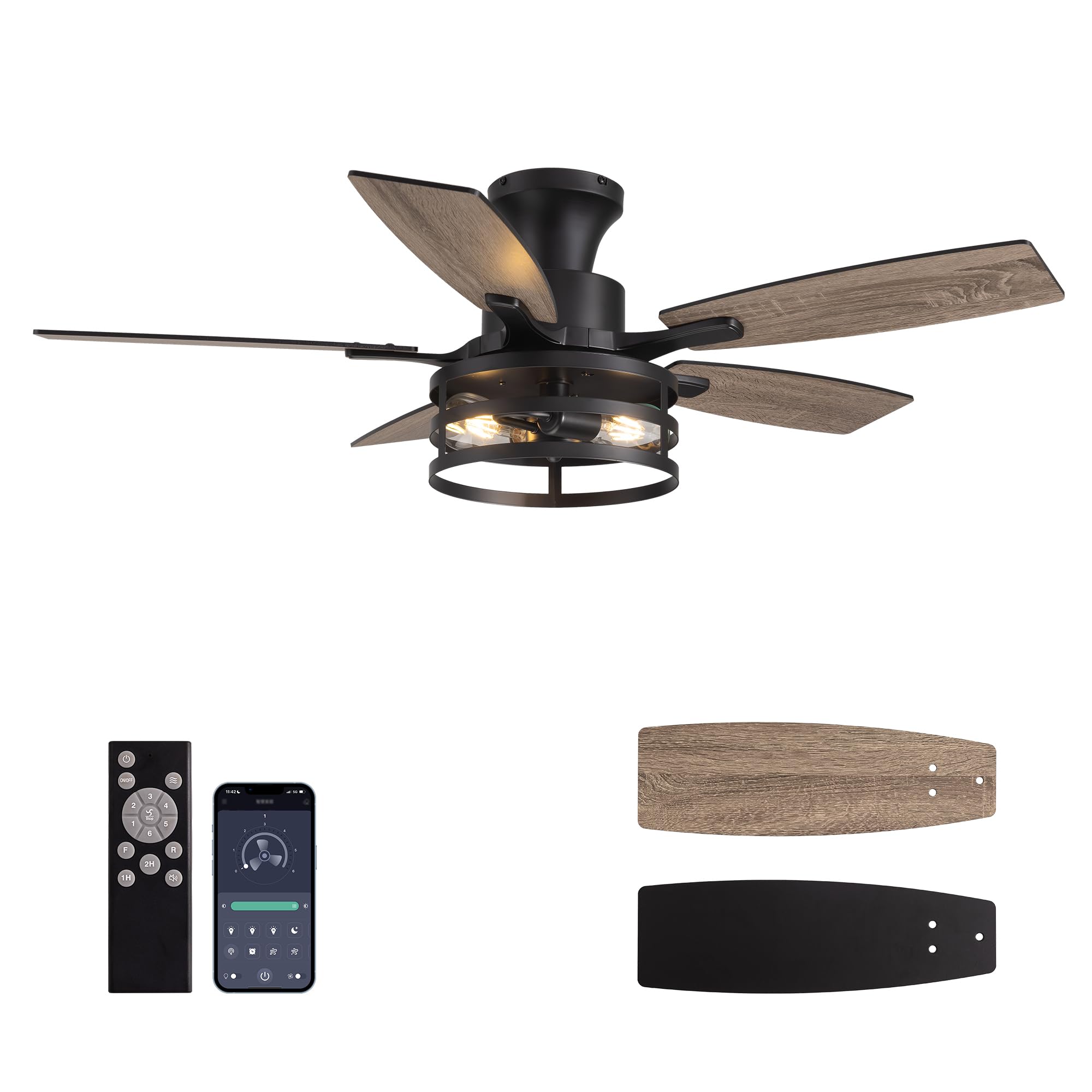 Snapklik.com : YouthDream 42 Inch Flush Mount Ceiling Fans