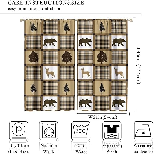 Miniatura 10 de Cortinas rústicas de alce y oso, tratamiento retro para ventana de cabaña de oso salvaje para dormitorio, cocina, cortinas de estilo rústico