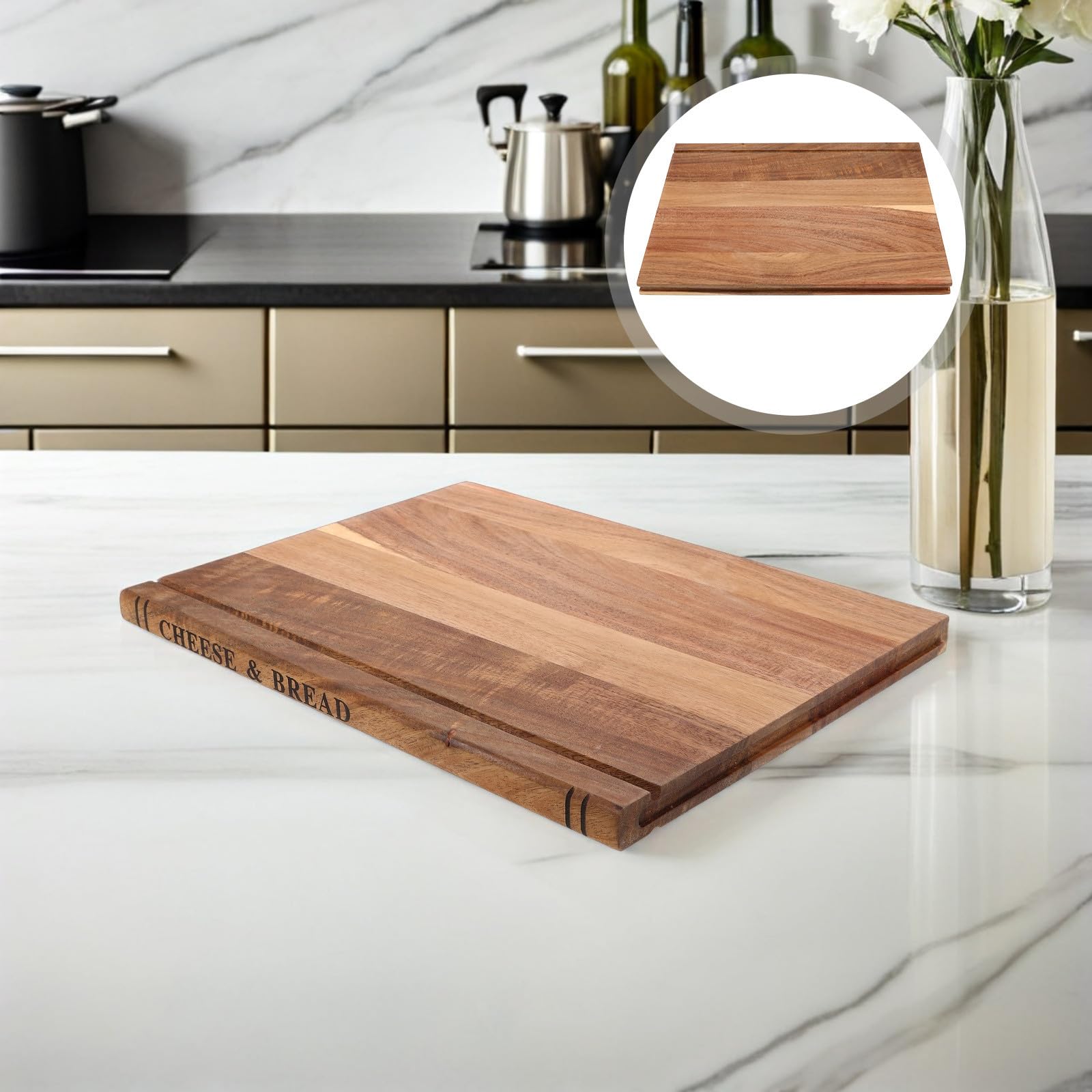Didiseaon Tagliere a Forma di Libro in Legno Superficie Antiscivolo, Multiuso per Carne e Pasticceria, per Feste e Intrattenimento