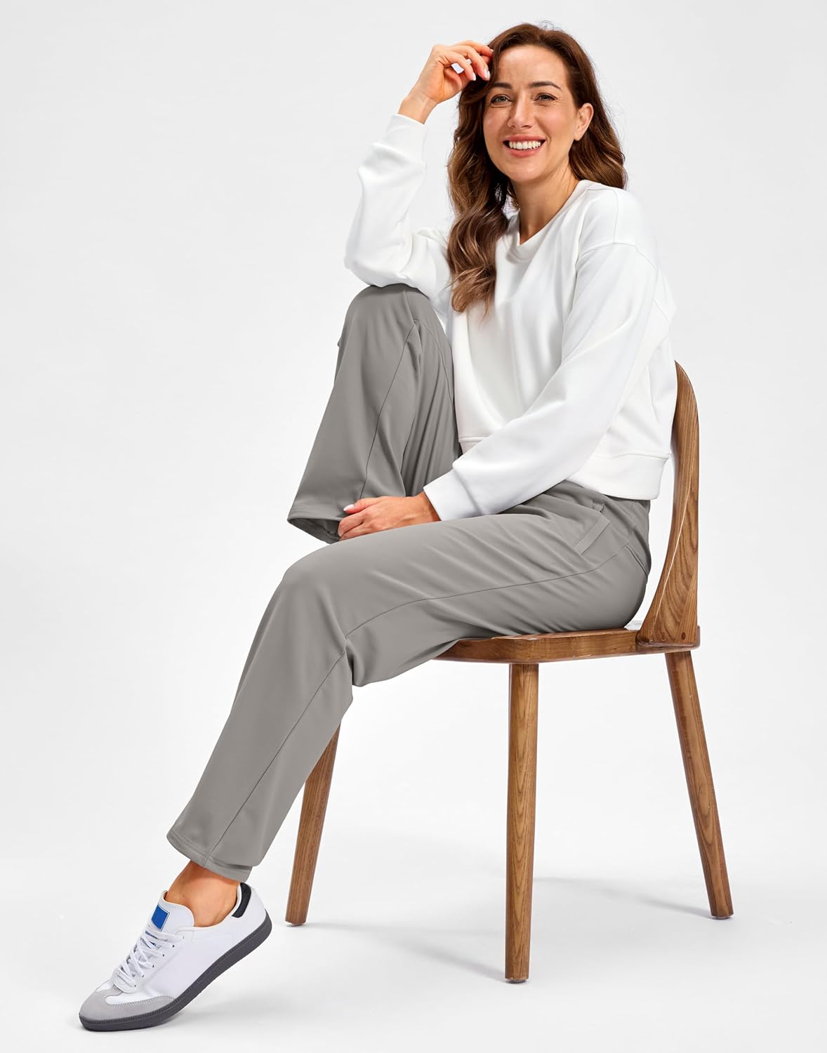 SANTINY Women's Fleece Lined Pants 29" Winter Warm Sweatpants Water Resistant Snow Ski Hiking Pants with Zipper Pockets - Image 4