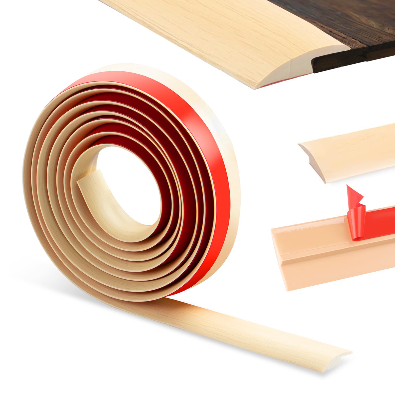Ztowoto Maple Grain-200Cm 200Cm Carpet Door Strips-Self Adhesive,Threshold Strip Door Bar Pvc，Floor Transition Strips Edgings Rubber Flooring,Door Threshold For Tile/Carpet Flooring Threshold Transition(3.5Cm,Maple Grain)