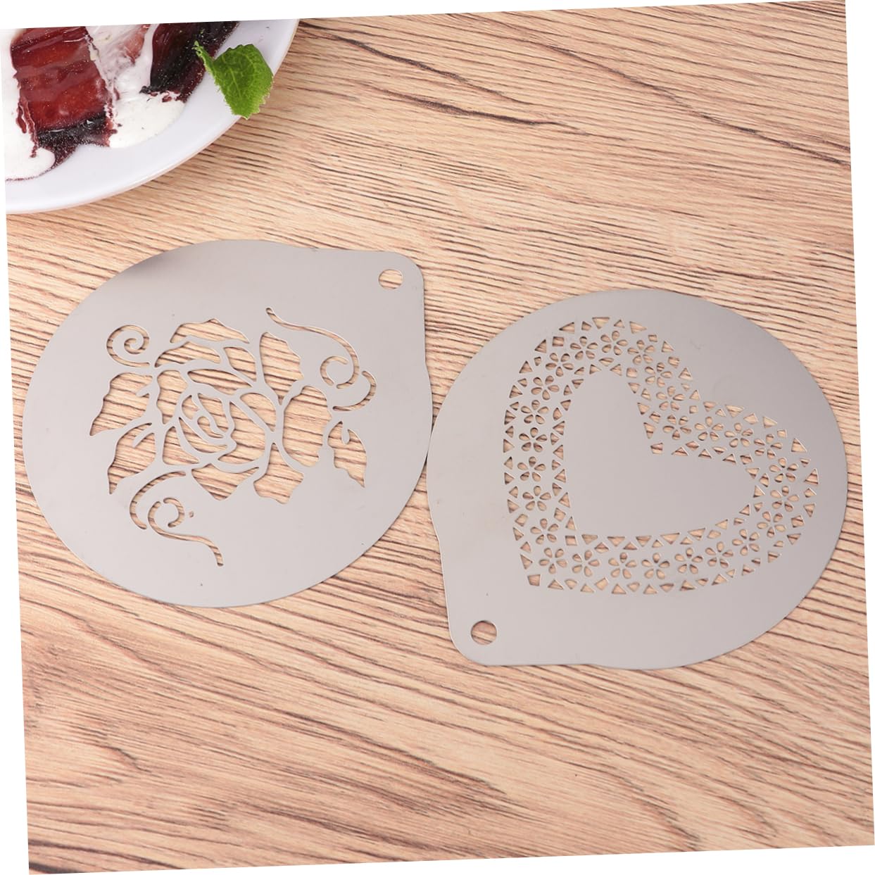 Amosfun 3 Juegos 6 Piezas Plantillas De Café Tragos De Expreso Molde De Café Plantilla De Spray De Leche s De Artes Capuchino De Arte Latte De Galleta Silver