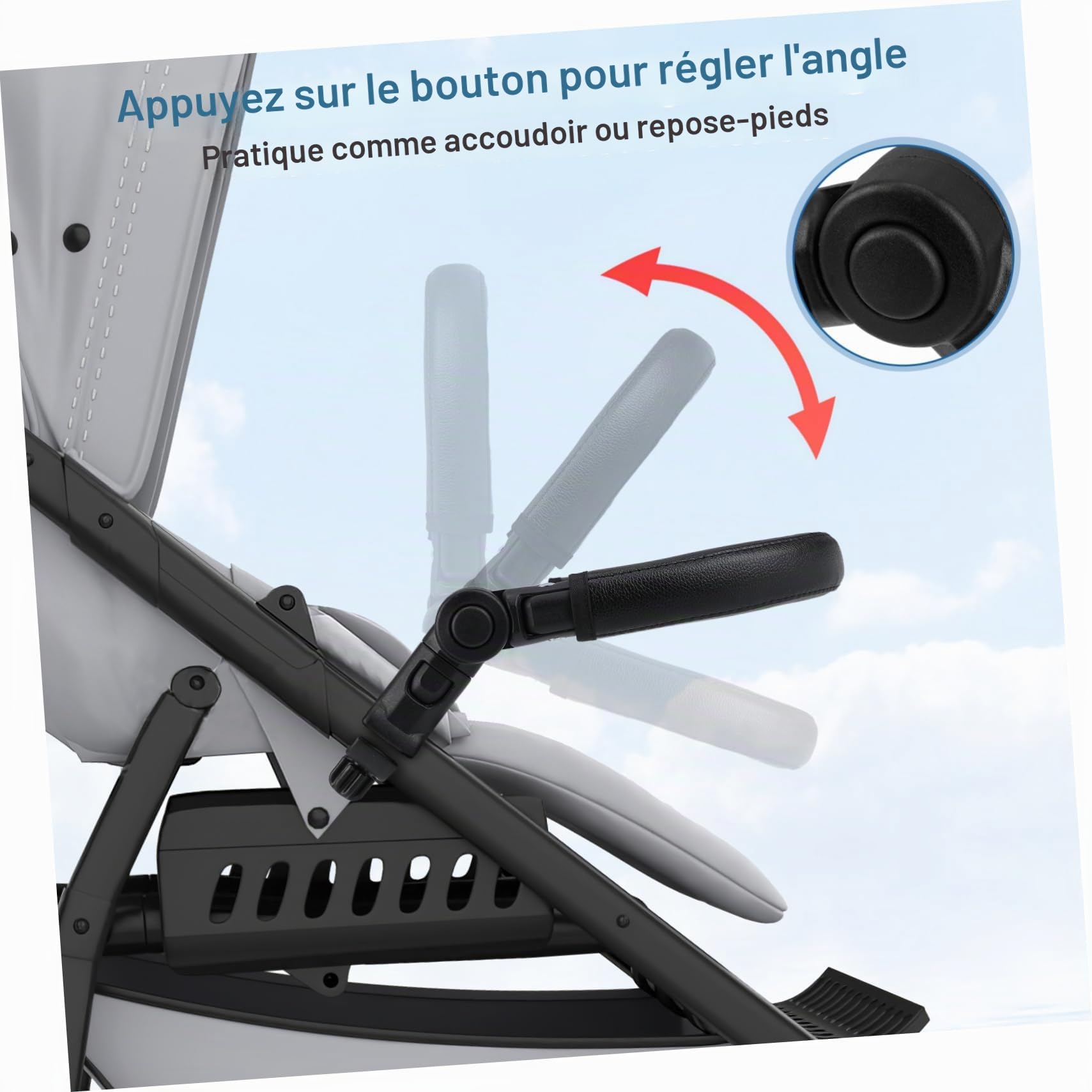 Arceau de sécurité réglable en polyuréthane avec poignée amovible absorbant les chocs pour modèles de poussettes, respirant et indéchirable, simple