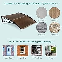 Vista 9 de Tangkula 2 Pack 40" x 40" Window Awning, Modern Polycarbonate Overhead Door Awning with Hollow Sheet for Rain Snow Sunlight Protection, UPF 50+