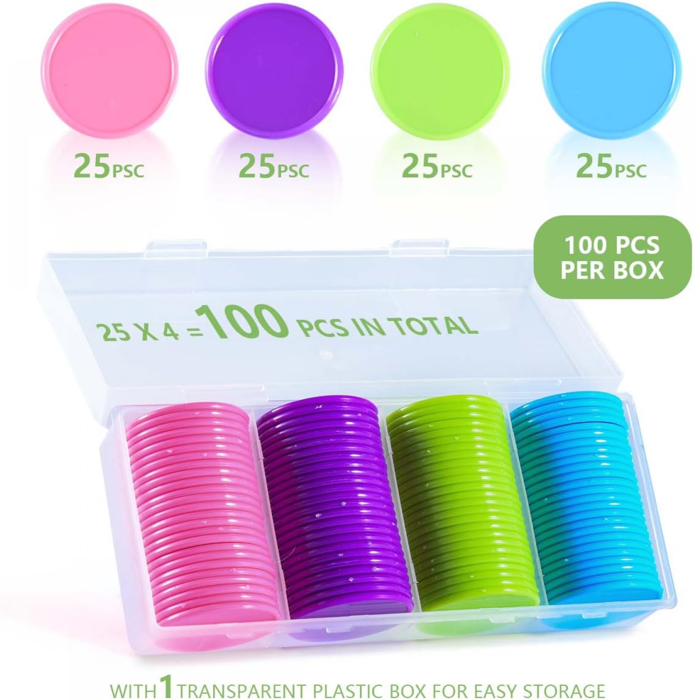 SenseYo 100 Pcs 1.45 Inch Poker Chips with Storage Box for Kids Math Counting Card Game Conters