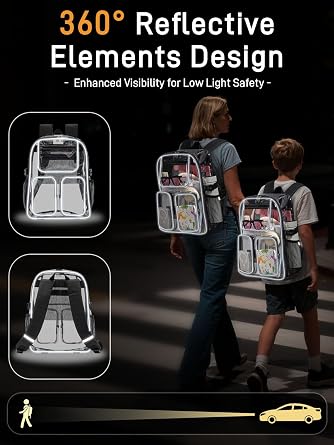 Heavy Duty Clear Backpack, Large Clear Bookbag Transparent See Through Backpack for School College Sport Security