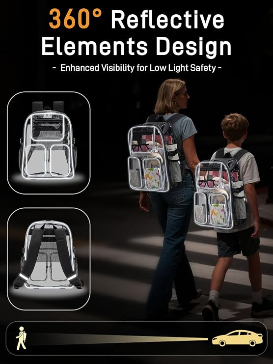 Heavy Duty Clear Backpack, Large Clear Bookbag Transparent See Through Backpack for School College Sport Security