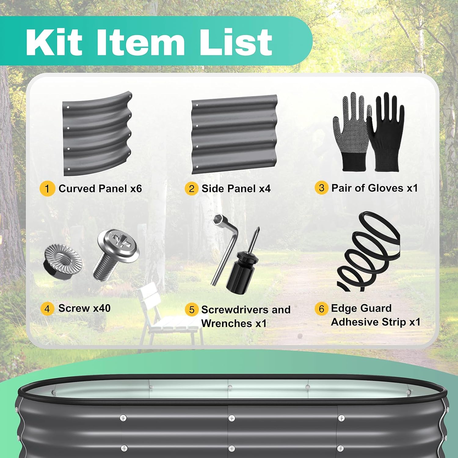 2PCS 4x2x1 FT Oval Metal Raised Garden Bed Kit, Elevated Garden Planter Box Outdoor, Trough Planter for Outdoor Plants, Flower, Vegetables, Fruit, Herbs (Dark Gray)