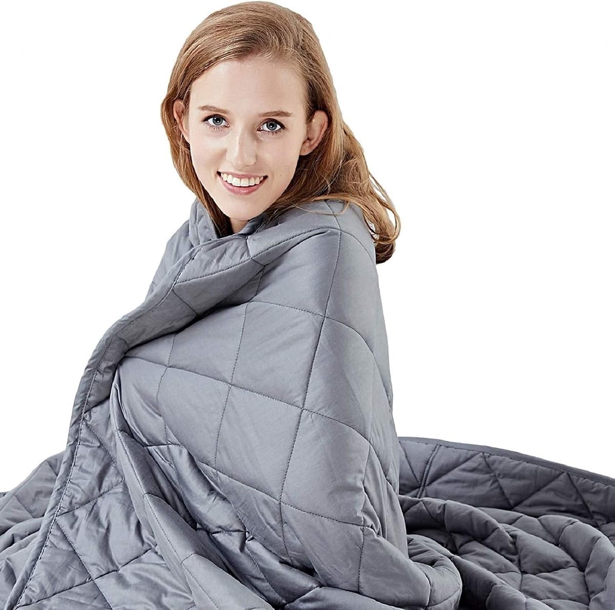Weighted Blanket for Adults, 15lbs 48"x72" Twin Size Dark Grey | Breathability,All-Season,Machine Washable,Diamond Pocket,Glass Beads,Heavy Blanket for Better Sleep