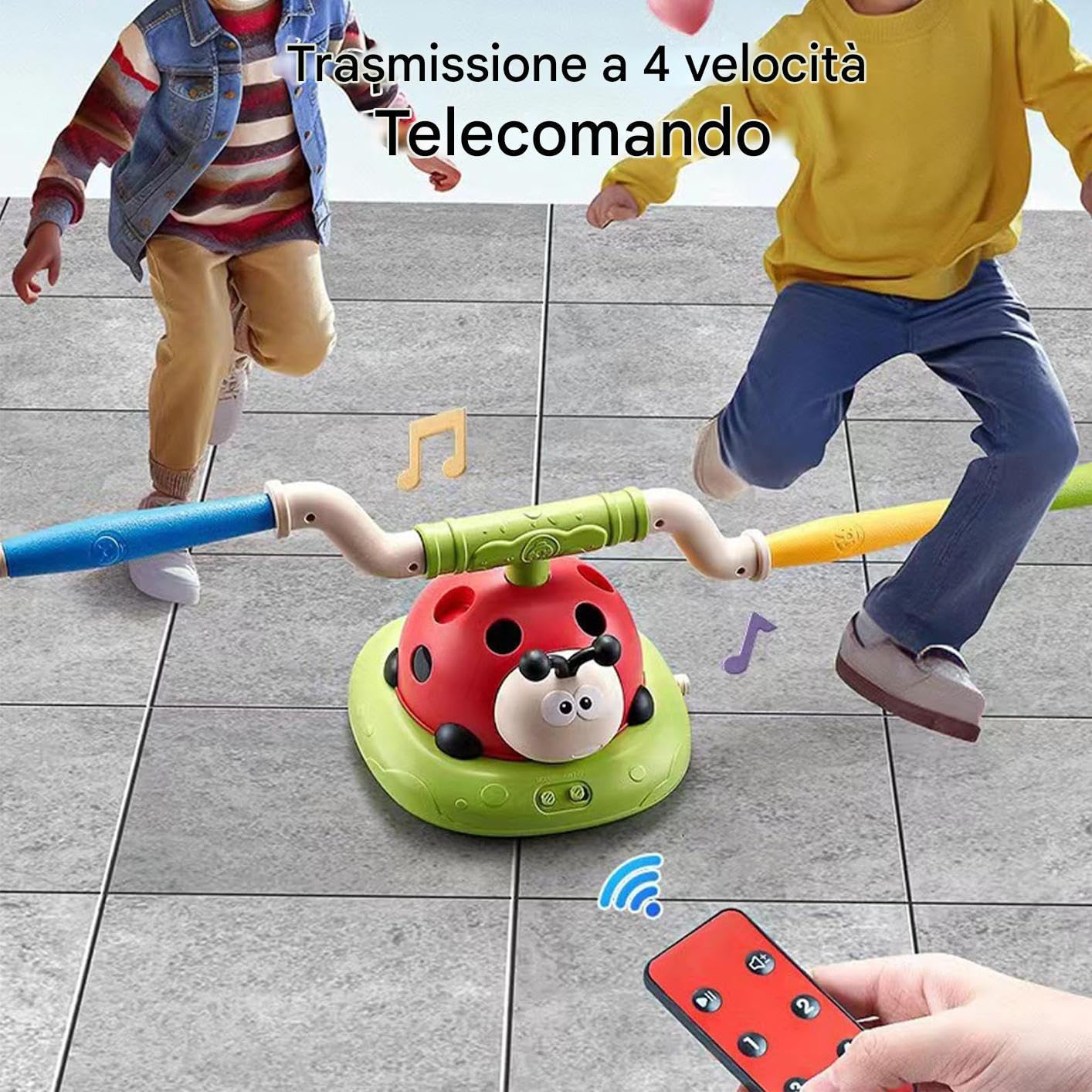 Giocattolo da salto coccinella - Gioco di lancio 'anello per bambini e lanciarazzi interattivo, giocattolo per esercizi di rotazione musicale con telecomando | Cortile Giardino Patio Cortile Casa