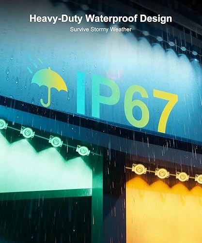 Miniatura 6 de Luces permanentes para exteriores de 200 pies para casa, luz RGB para casa de Halloween al aire libre con control remoto de aplicación, IP67