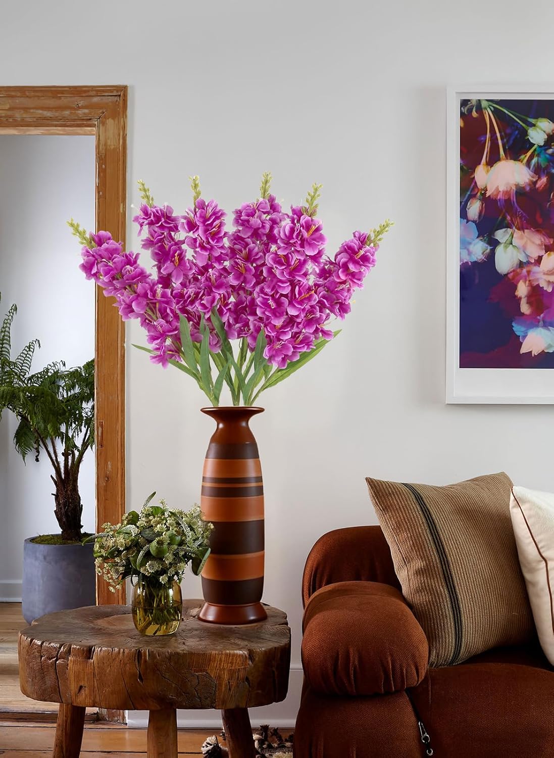 IPOPU 6PCS Delphinium Artificial Flowers 39" Realistic Faux Hyacinth Long Stem Delphinium Silk Flowers for Tall Vase Filling Wedding Centerpieces Home Decor (Purple) - Image 7