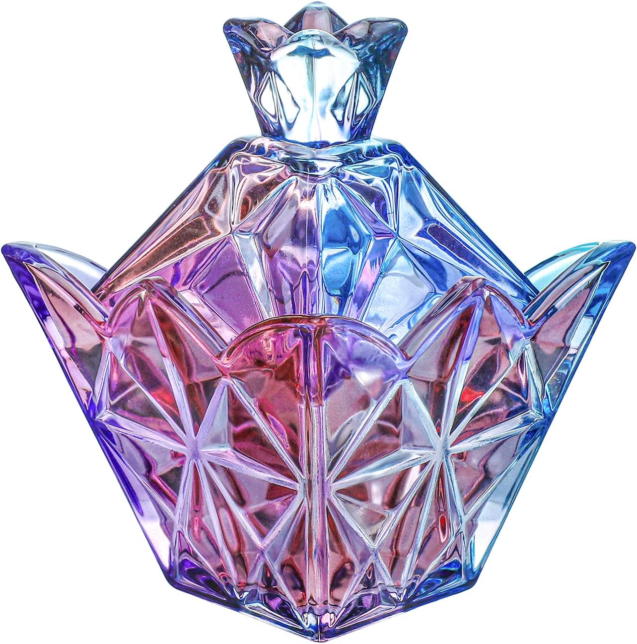 SOCOSY Royal Embossed Clear Glass Apothecary Jar With Lids, Candy Jar Containers Wedding Candy Buffet Jars Crystal Jewelry Box Food Jar 7oz (Purple)