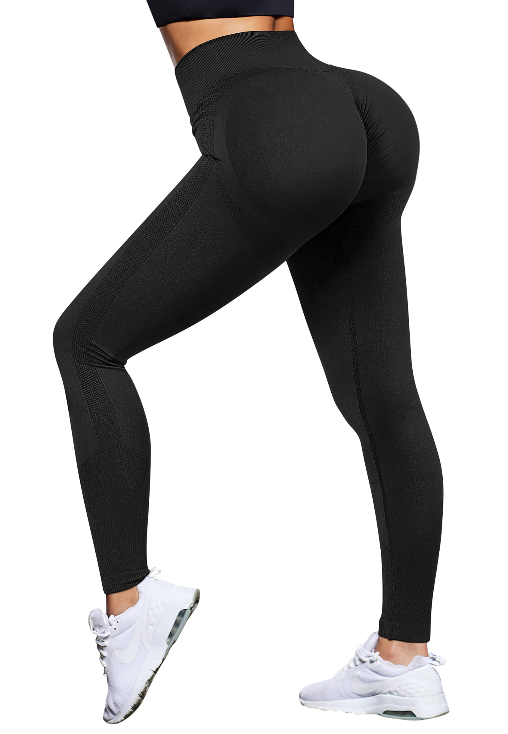 Leggings con levantamiento de glúteos para mujer, sin costuras, cintura alta, pantalones de yoga para entrenamiento, verde (657-green)