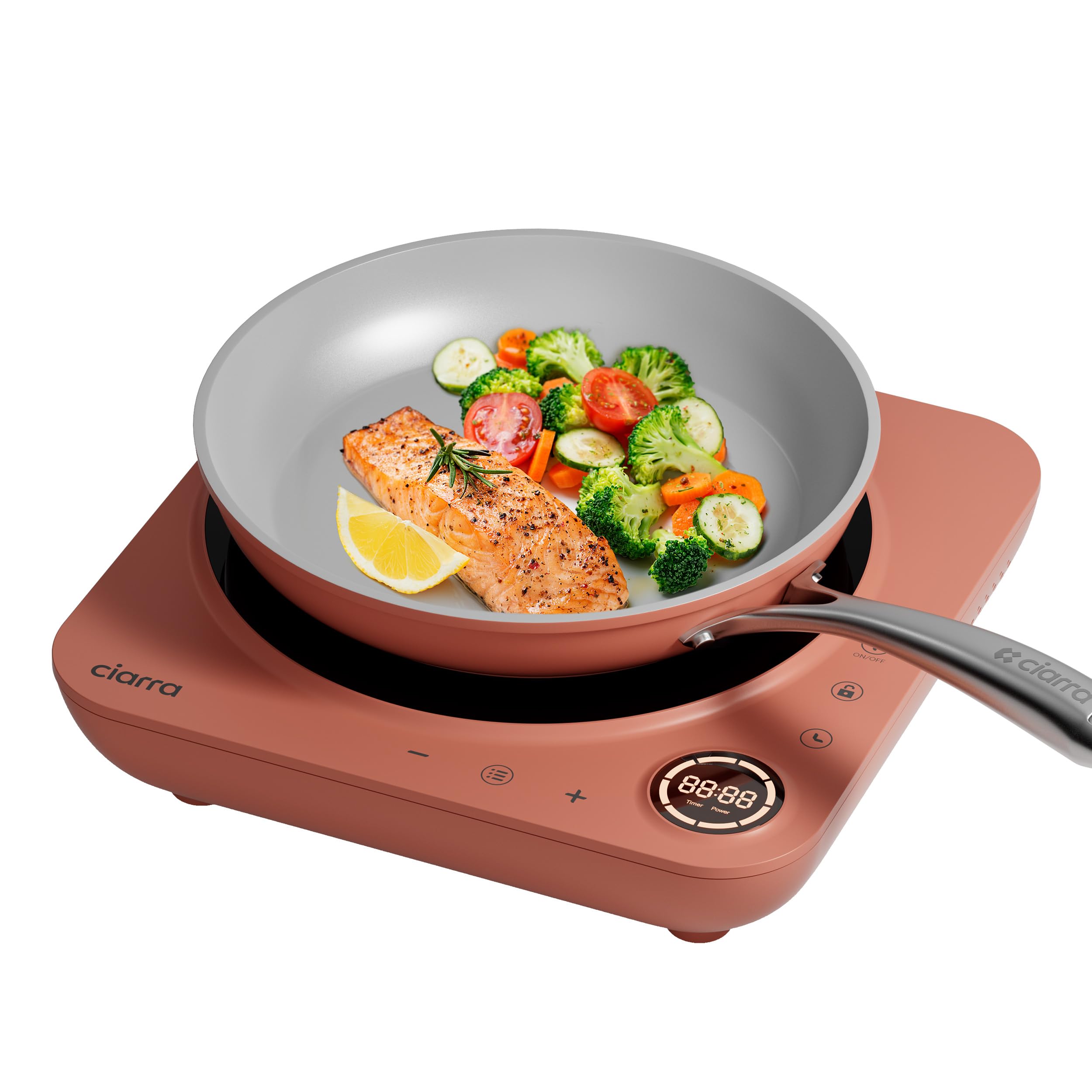 Ciarra Portable Induction Plate 2000W Power in 8 Levels, Touch Display, Timer, Easy Cleaning-Orange, CBTIH1A-O