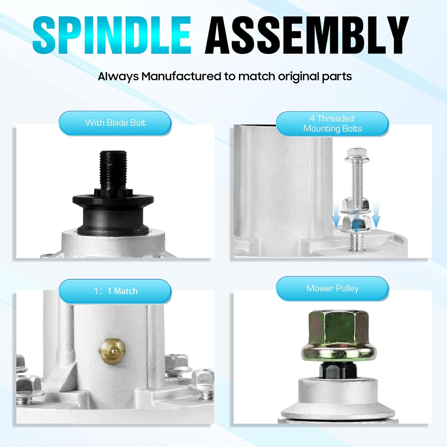 GY21098 GY20454 Spindle Assembly Fit for John Deere 42 48 54 Inch Deck D140 D130 D110 D125 LA110 LA115 LA120 LA145 Lawn Mower Tractor, Replace GY20867 GY20962 (2 Pack)