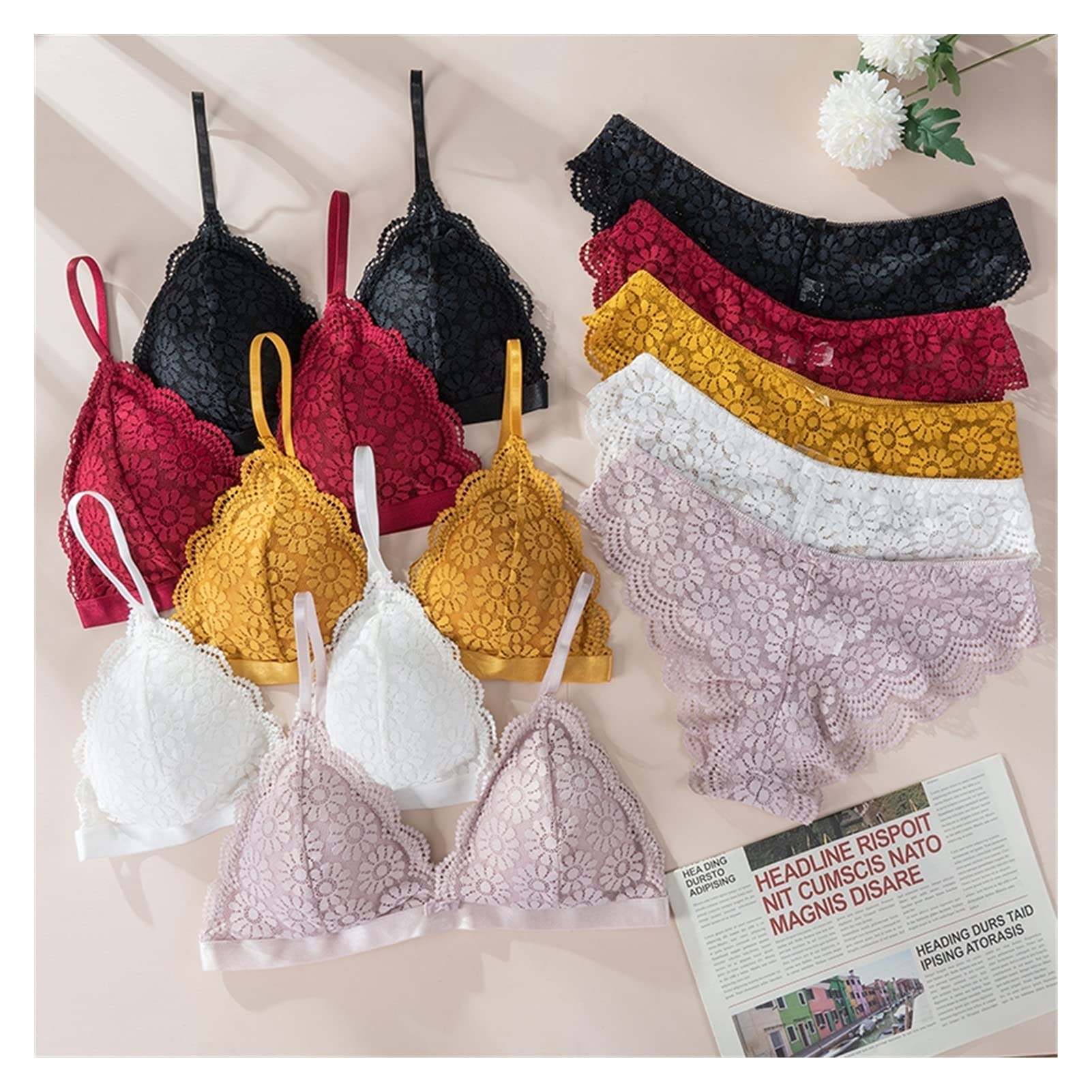 Frauen Spitze BH Sets Nahtlose unterwäsche Backless Weste sexy höschen Lingerie gepolstert Bralette ultradünne Slip weibliche Intimates