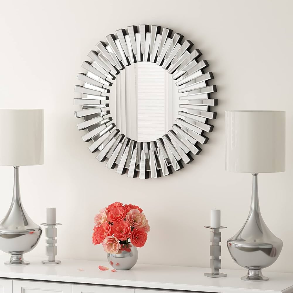 SHYFOY 24 inch Decorative Wall Mirrors, Round Mirror for