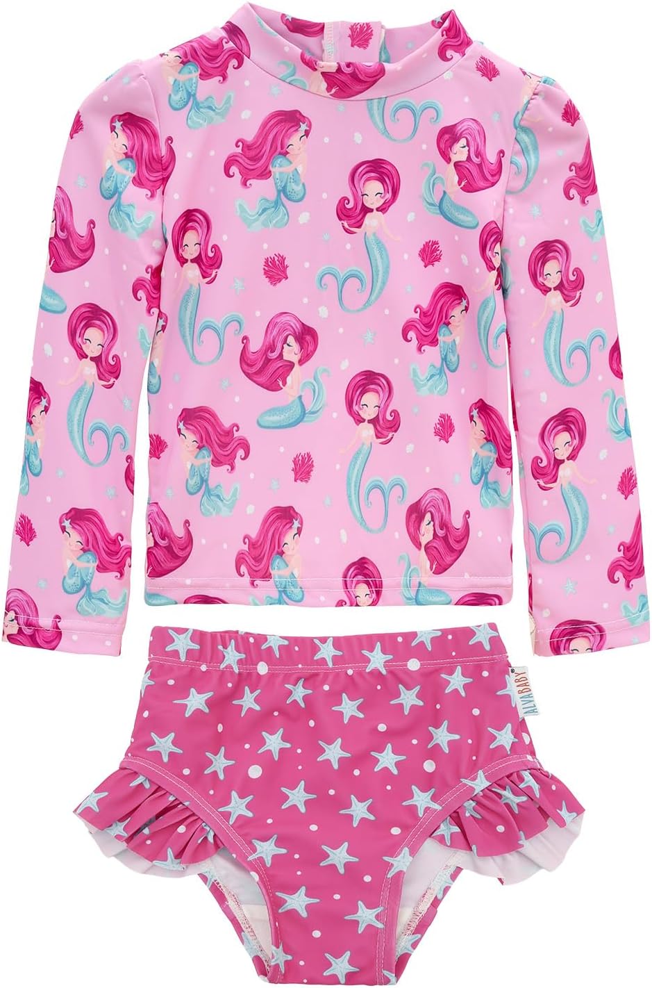 ALVA ALVABABY Baby Girl Rash Guard Sets Two Piece Toddler Girls Swimsuit Long Sleeved Swimwear UPF 50+