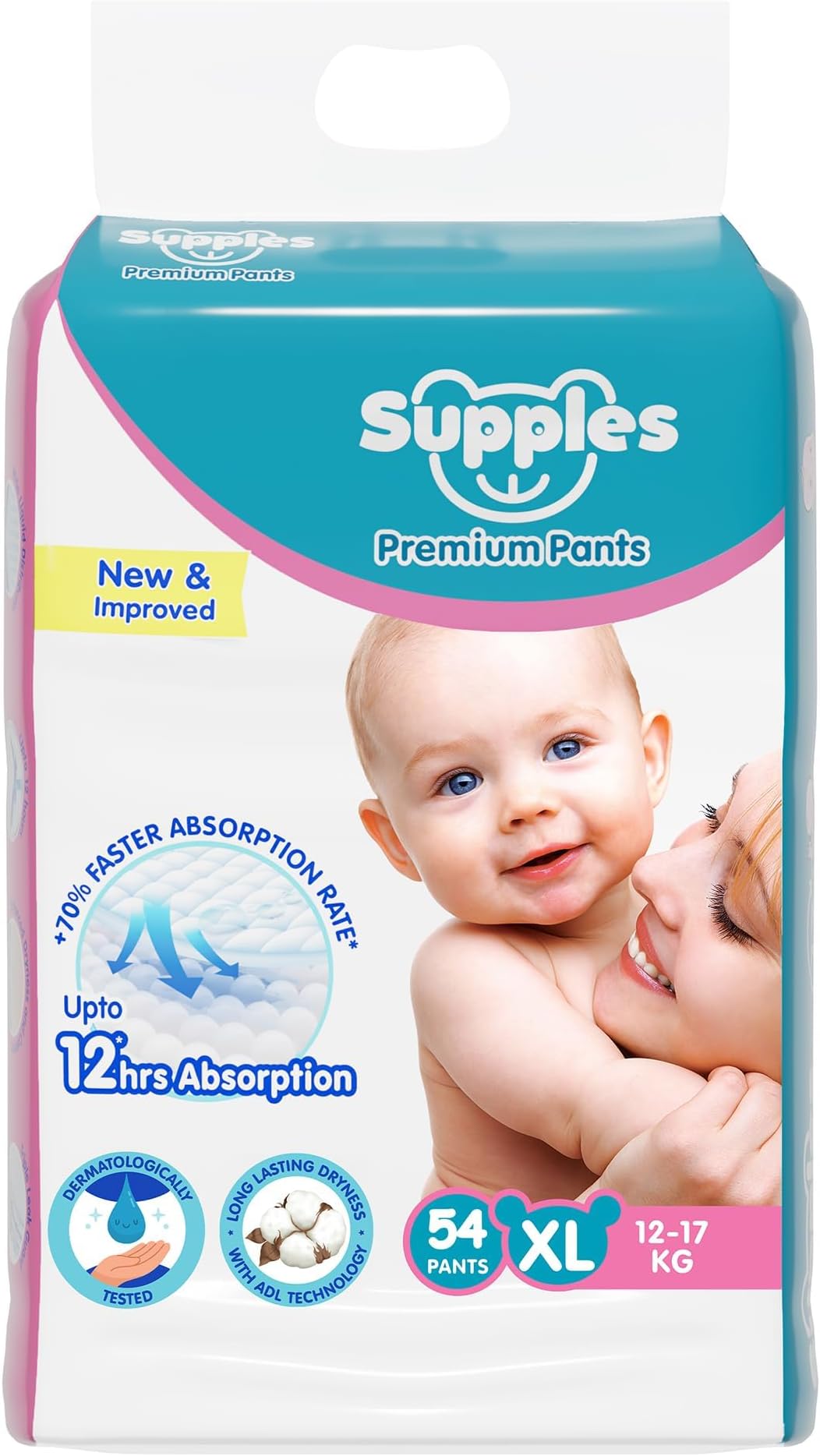 – Premium Baby Diaper Pants Size 5 (Extra Large)| 12–17 kg | 54 Count | 12 Hours Absorption | Soft & Breathable Pant Diapers | Leak Protection