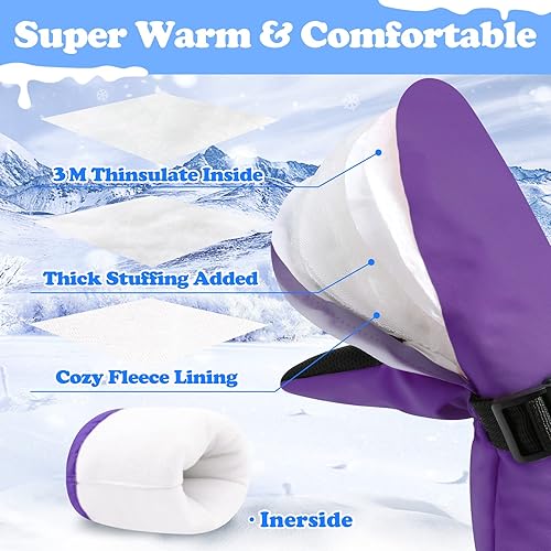 Miniatura 3 de Sarfel Guantes de nieve impermeables para niños pequeños guantes de esquí para bebés guantes de invierno para bebés guantes de nieve para niños