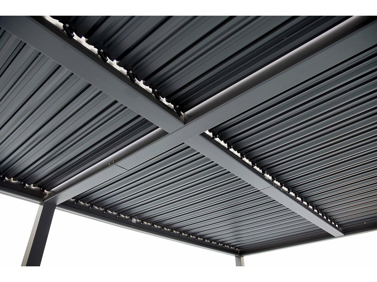 Pergola bioclimatique autoportante en Aluminium Kensington - 3 x 6 m - Gris