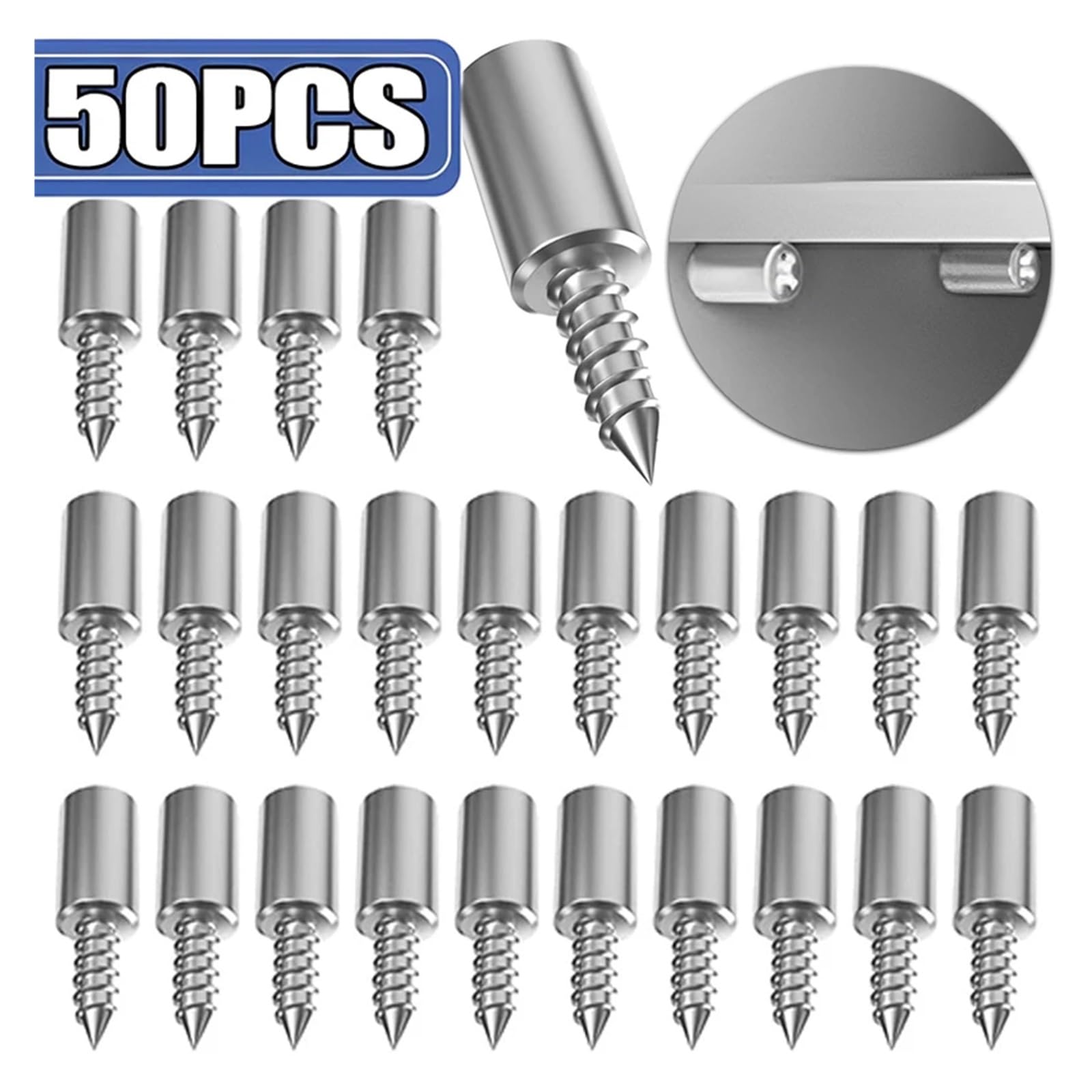 Perforadores de apoyo de estante Tornillo autorroscante en cruz for soporte de armario, cristal, clavo antideslizante for mampara(30Set)