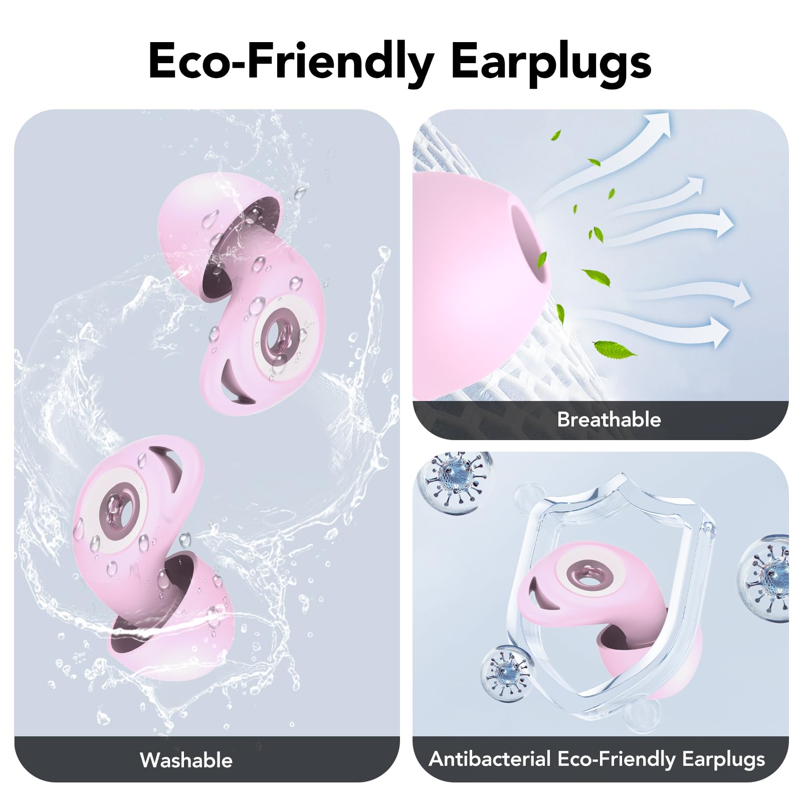 Tappi per le orecchie per dormire, protezione dell'udito per dormire, 45 dB di cancellazione del rumore, in silicone, morbidi e riutilizzabili, 8 auricolari in 4 misure (XS/S/M/L), per aereo concerto