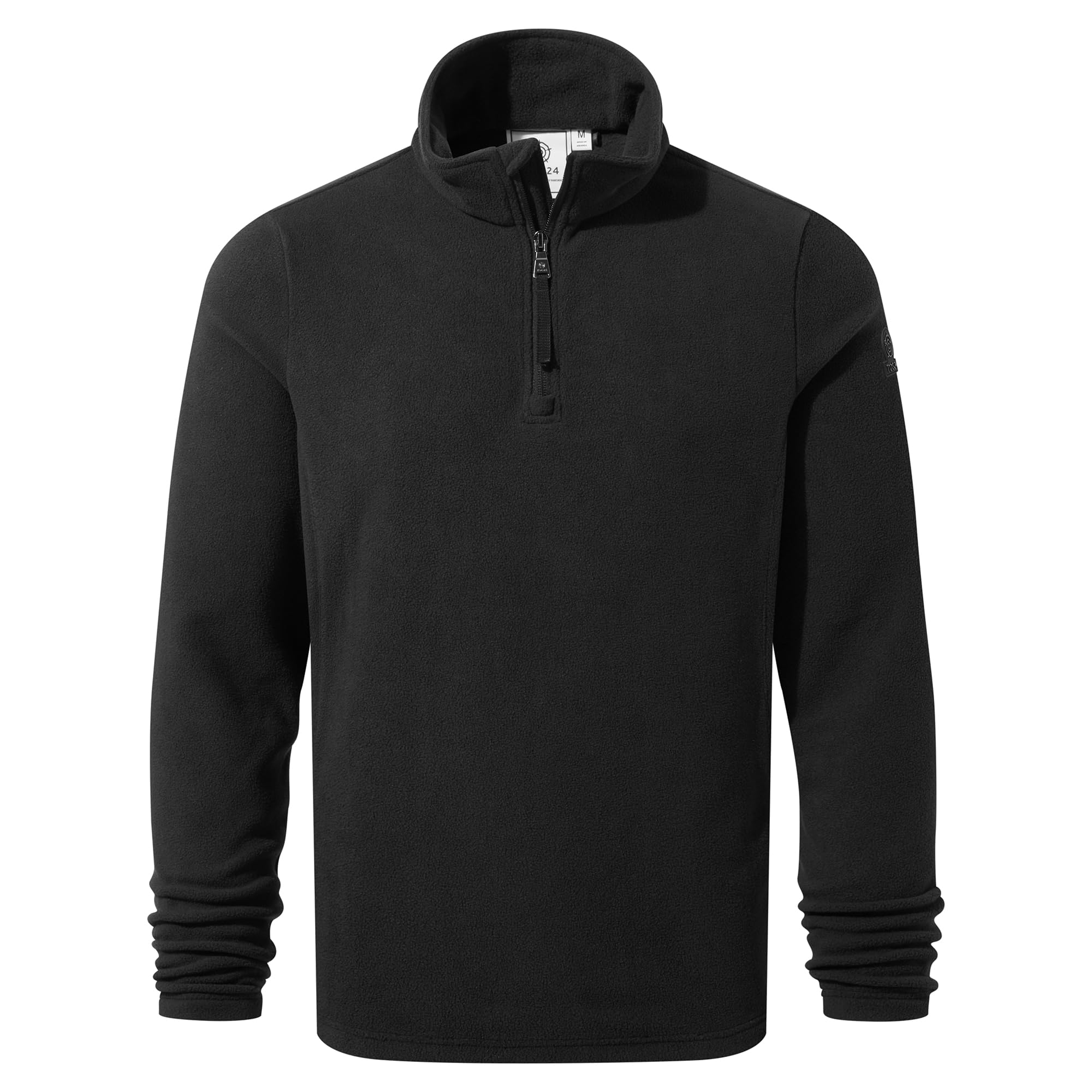 Tog24 Men's Black Revive Fleece Jacket Zip-Neck Pocket Lightweight Warm Anti Pill