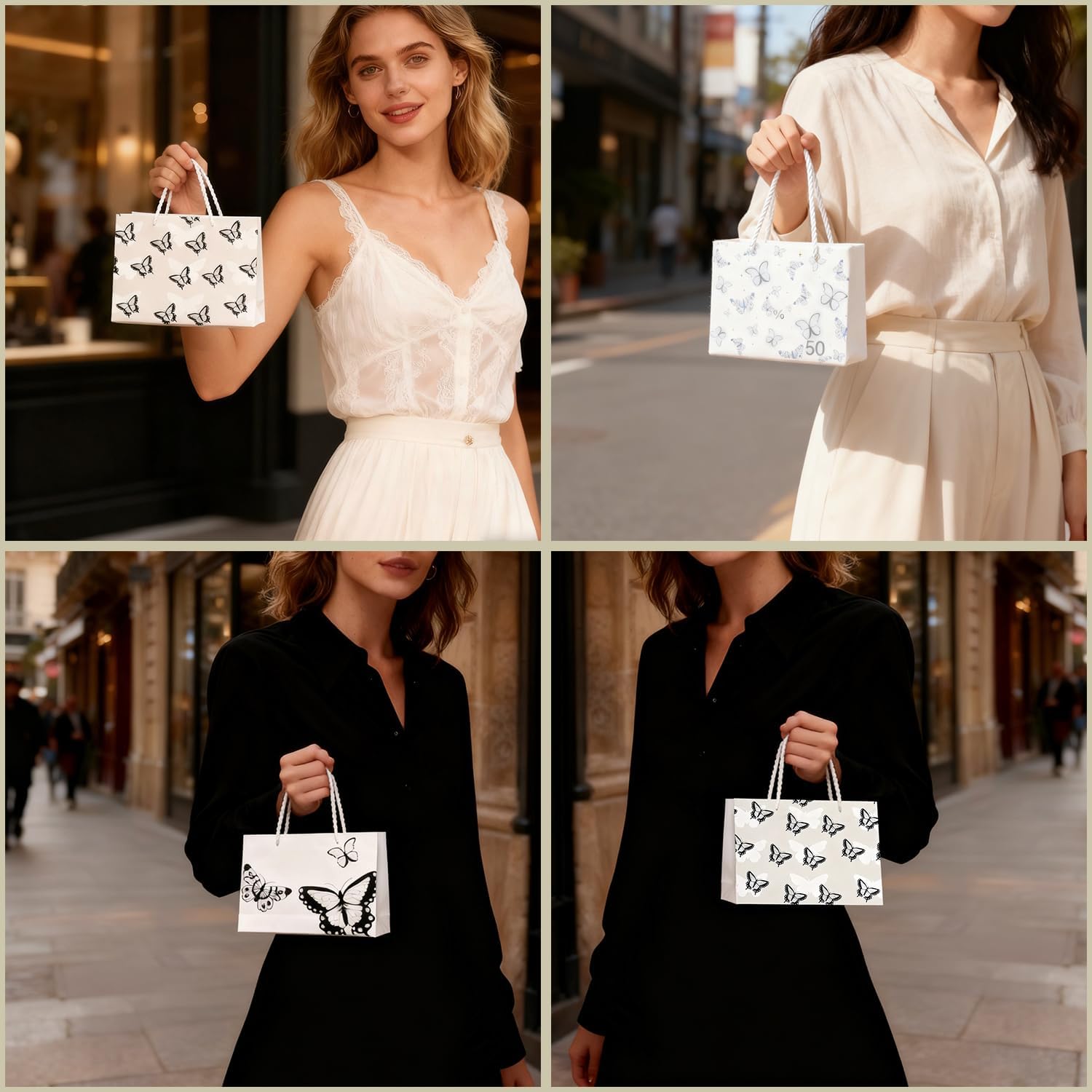 Beautiful Gift Bag Set of 4- Small 7.6-inch bag with handle, including matching tissues, envelopes, greeting cards, and small stickers - Reusable and suitable for any birthday, wedding, party, Mother's Day, and other occasions(7.6inchX5.7 inchX3.3 inch) - Image 6