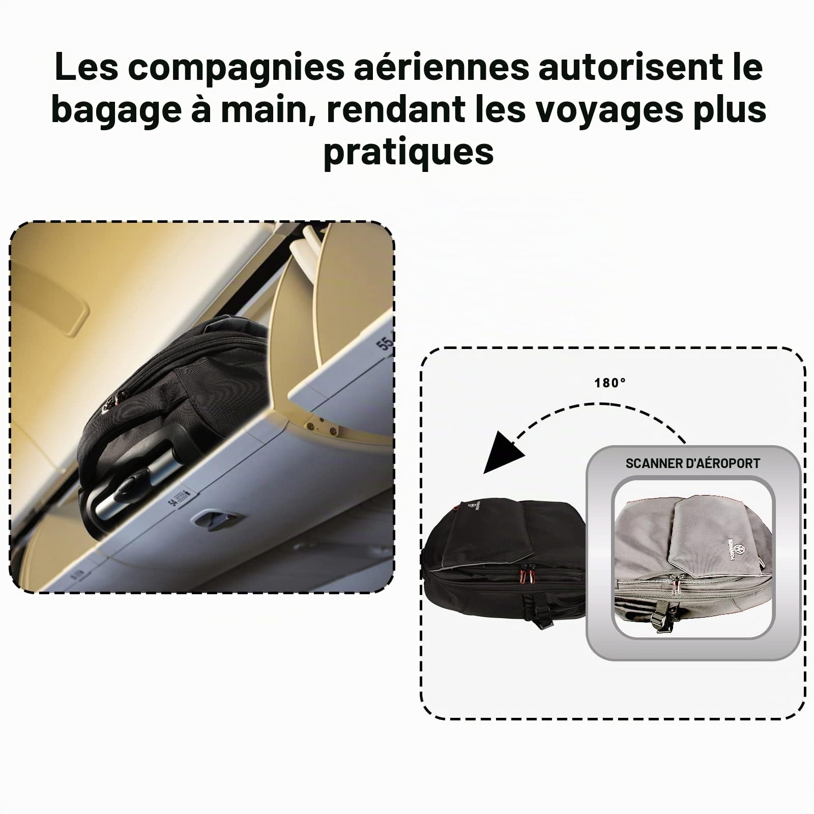 Hivexagon Sac à Dos Ordinateur Portable à Roulettes, 19 pouces Sac à Dos à Roulettes résistant à l'eau Cartable a Roulette - parfait pour les voyages, les étudiants et les affaires (noir)