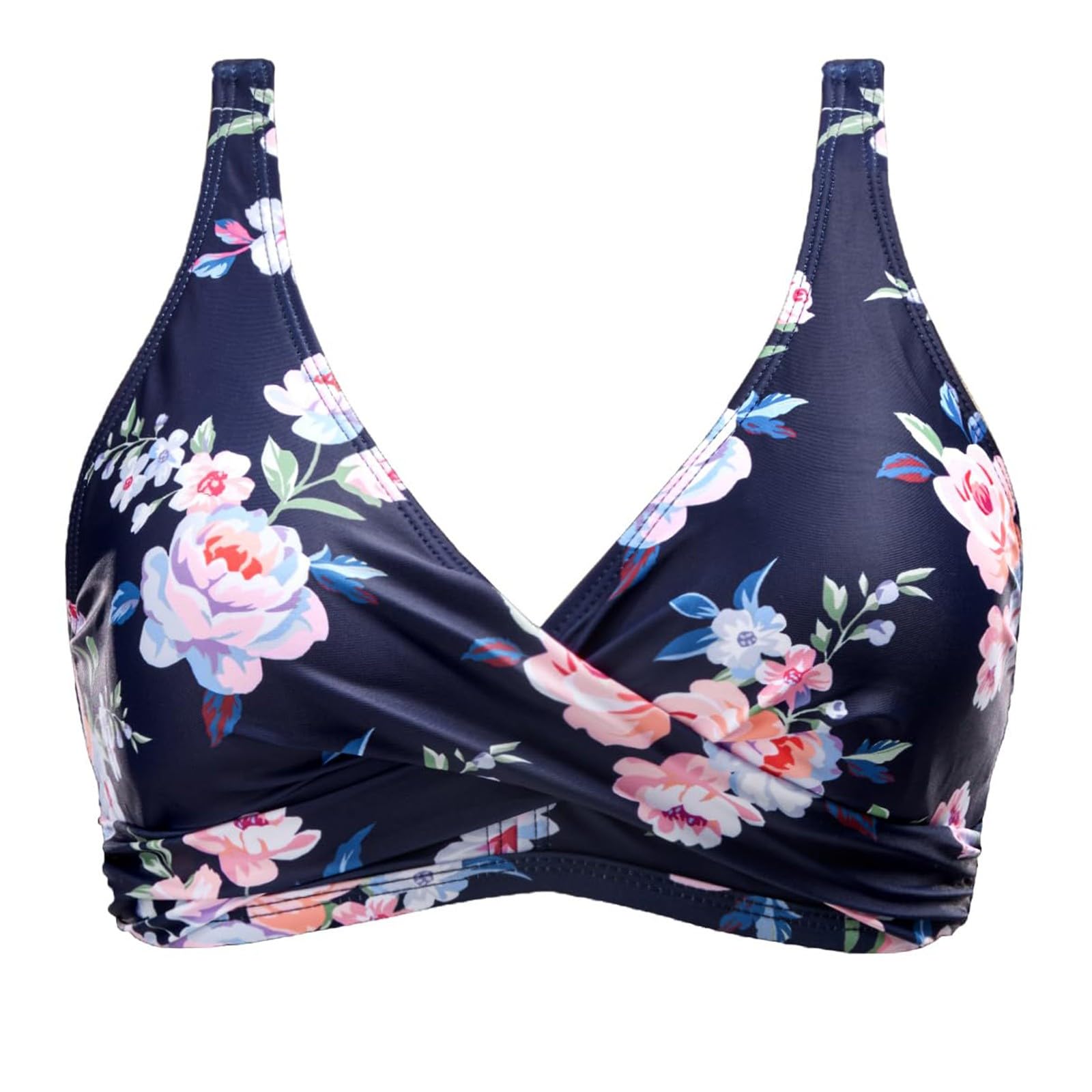 Zestawy Bikini Dla Kobiet Damski Top Od Pełne Pokrycie Bez Dołu Stroje Kąpielowe Push-up Stanik Sportowy Topy, Ciemnoniebieski, S