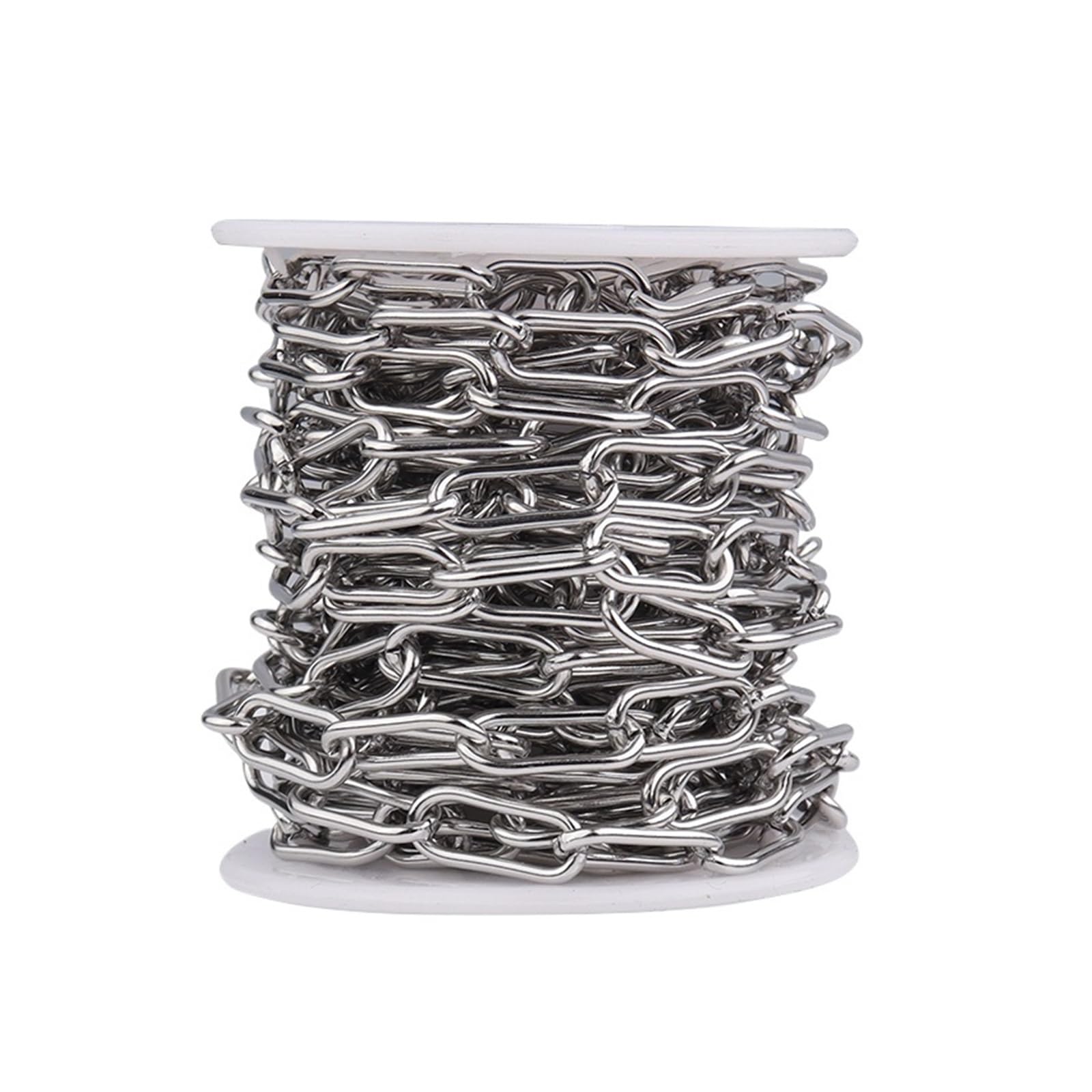 Cadena de clip de acero inoxidable (rollo de 1 a 5 m), color dorado, for hacer joyas, collares, pulseras y manualidades.