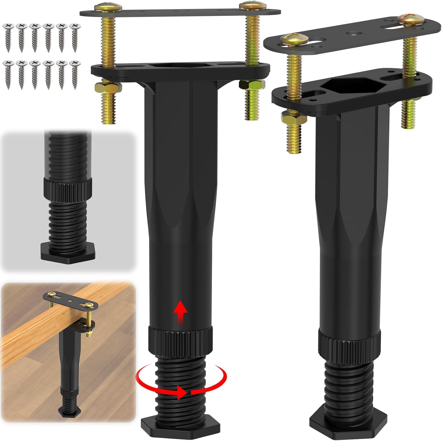 4 PCS Adjustable Height Center Support Leg for Bed Frame (7