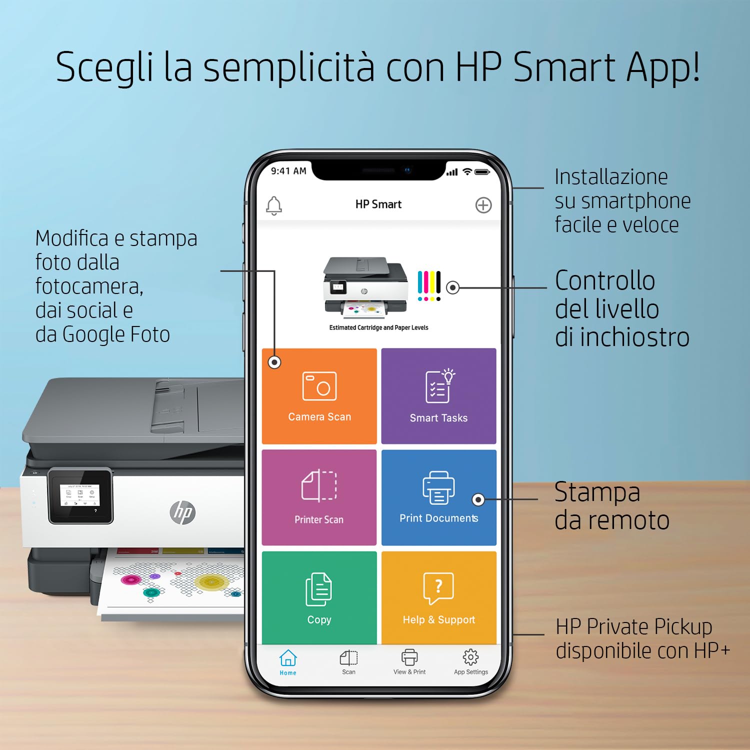 HP OfficeJet Pro 8022e 229W7B, Stampante Multifunzione a Getto d'Inchiostro A4 a Colori, Fronte e Retro Automatico, 29 ppm, Wi-Fi, 6 Mesi di Inchiostro Instant Ink Inclusi, Nera