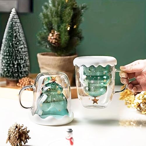 Miniatura 3 de Lindas tazas de café de Navidad, taza de té, vasos de leche con aislamiento de doble pared, taza de expreso, la mejor Navidad para mujeres, hombres,