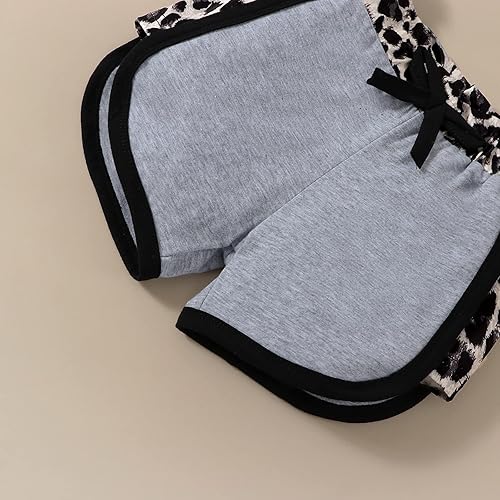 Miniatura 9 de FOCUTEBB Ropa de verano para niña pequeña, linda camiseta de manga corta para bebé, pantalones de leopardo con estampado de camuflaje de 18 meses a