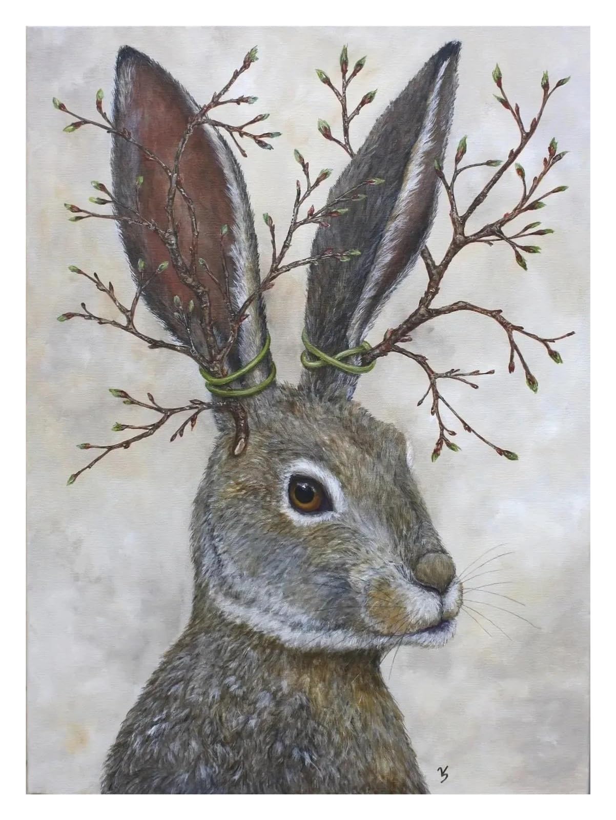Pintura en lienzo de pato y conejo, ilustración artística de 20x30cm