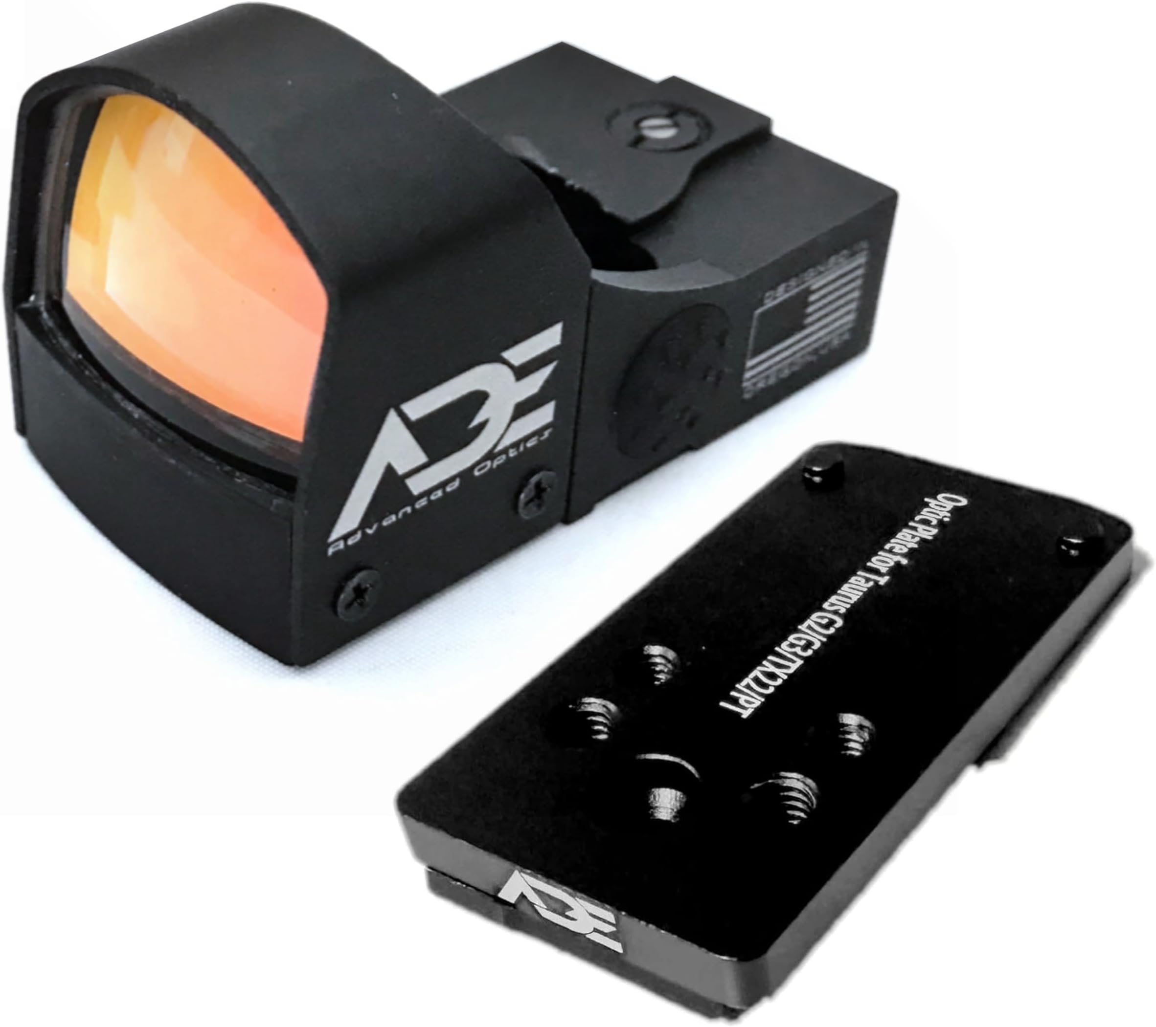 Ade Advanced Optics Crusader RD3-009 Red Dot Reflex Sight + Optic Mounting Plate for Taurus PT111 G2, Millennium G2, G2C, G3 with Original Rear Sight, PT140 G2, PT709, PT740, TX22 + Picatinny Plate