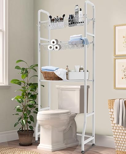 Estante de almacenamiento sobre el inodoro con estante de 3 niveles para baño, organizador independiente sobre el inodoro con 6 estantes ajustables disponible en Yaxa Peru