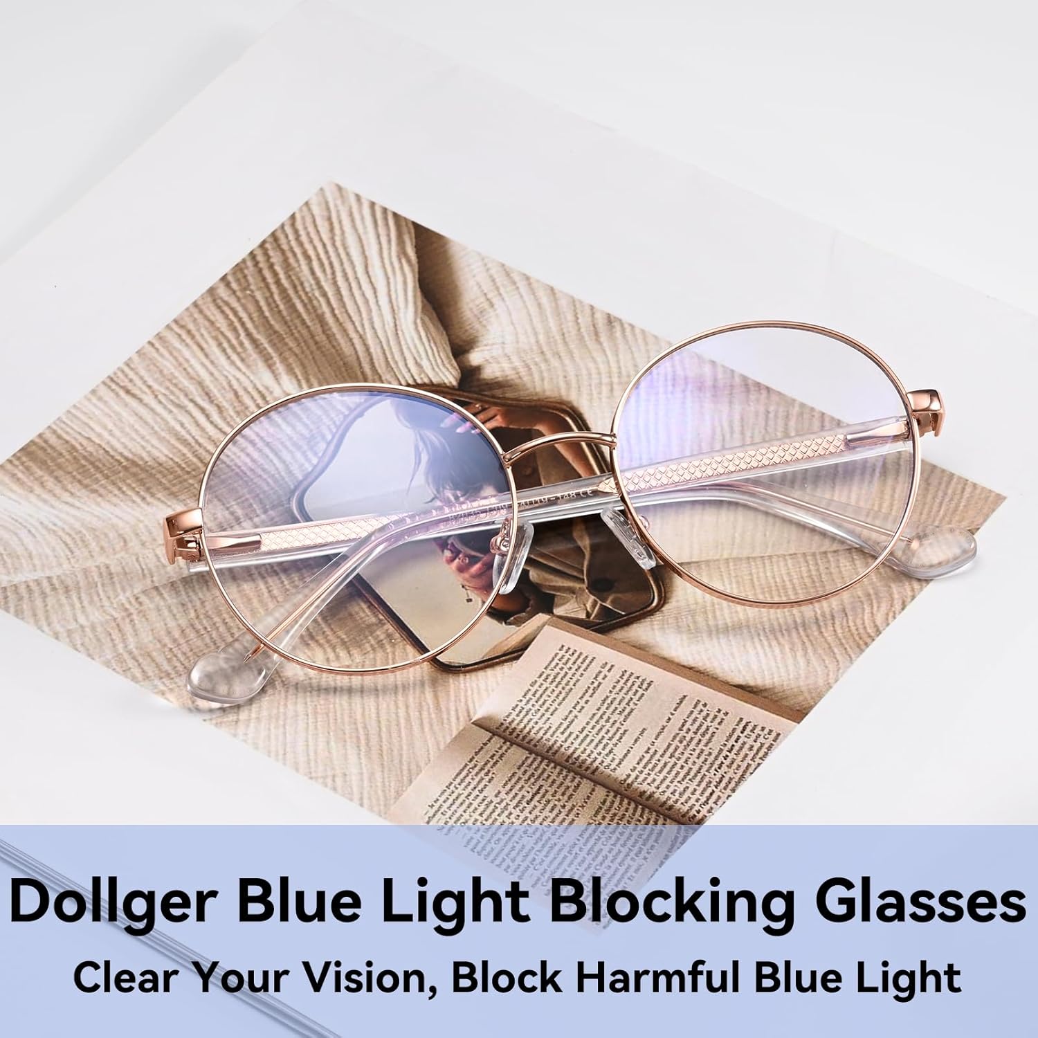 Dollger Blue Light Glasses for Woman Men Fashion Round Circle Black Frame Clear Fake Glasses Blue Light Blocking Glasses - Image 2