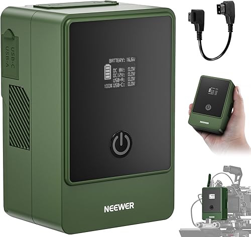 Vista 18 de Bateria V Mount Neewer PS099E con cable tipo C, 6800mAh 99Wh 14.5V Mini V Lock con pantalla OLED, carga rápida 65W PD USB C, D Tap/BP/USB A/DC