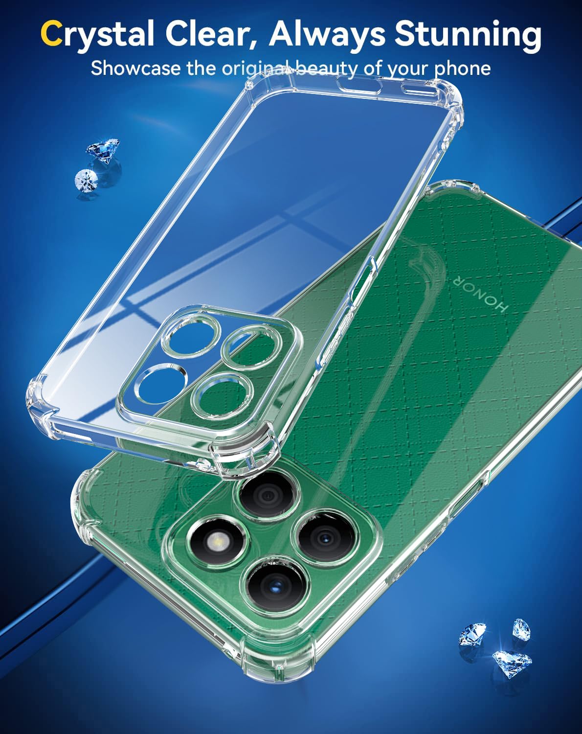 Cover Honor X8b + 2 Pezzi Vetro Temperato - Custodia Morbida TPU Trasparente Antigoccia - Pellicola 9H Ultra Sottile