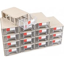 16pc Stackable Plastic Storage Drawers Mini Desk Organizer Gray