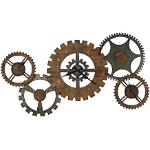Howard Miller Cogwheel III, Metal Accents Aged Galvanized Steel Finish - Rustic Antique Home Decor Timepiece with Arabic Numerals for Bedroom, Office & Classroom