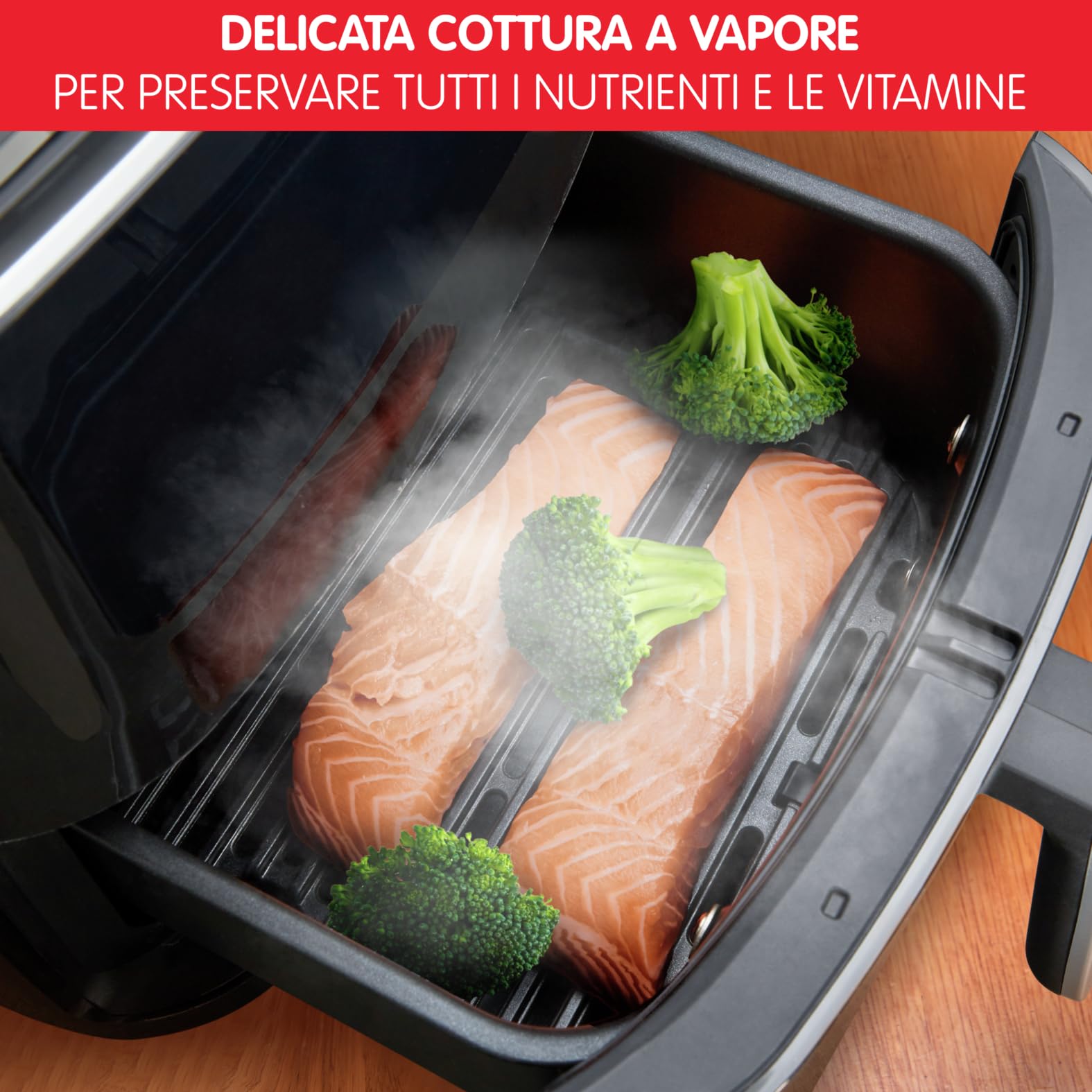 Easy Fry Grill & Steam, 3 in 1, Friggitrice ad Aria + Griglia + Vaporiera, 7 Programmi Automatici, Temperatura Regolabile, Capacità 6.5 L, Timer AL2018
