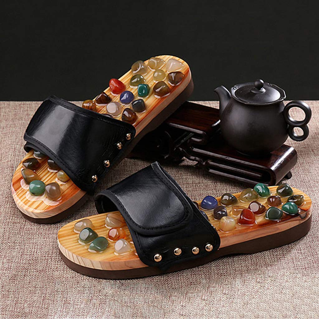 Akupressur-Fußmassagegerät Massage Hausschuhe Sandalen Schuhe mit Jadesteinen und Turmalinen Akupressurpunktpflege Magnetfeldtherapie Schmerzlinderung für Männer Frauen