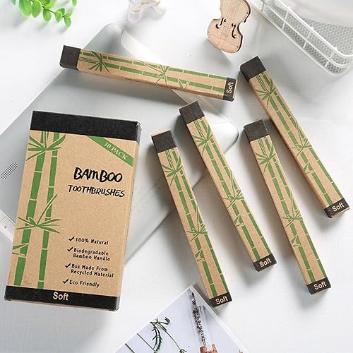 Miniatura 4 de Cepillo de dientes de bambú natural, juego de cepillos de dientes de bambú, cepillo de dientes de bambú, una caja de diez pares, dientes limpios,