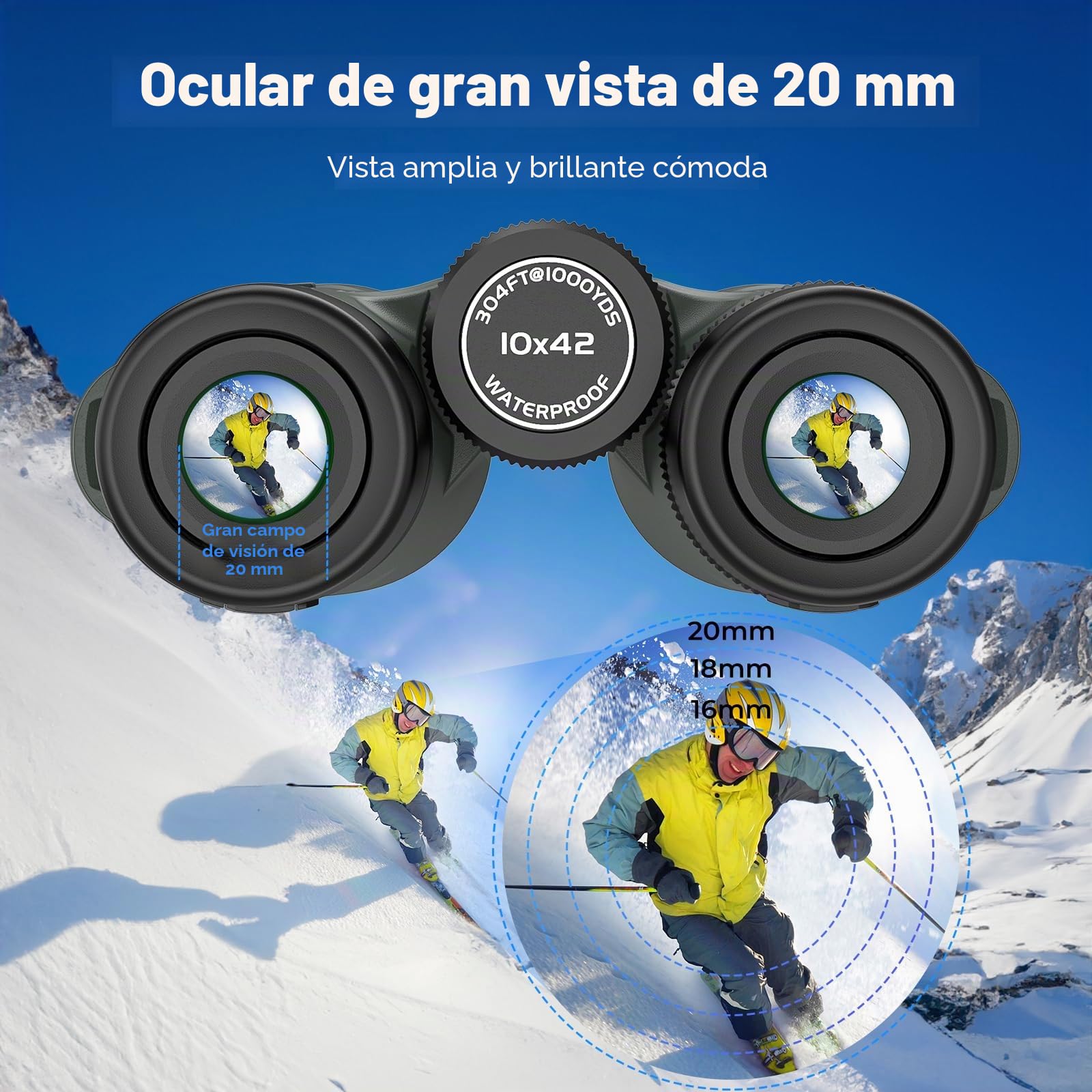Gosky Prismáticos HD de 10 x 42 para Adultos con Adaptador de teléfono, prismáticos de Alta Potencia con Prisma BAK4 y Lente FMC