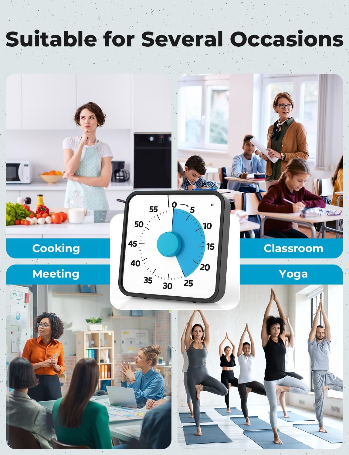 Various usage scenarios for LIORQUE Visual Timer